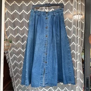 Vintage denim midi skirt